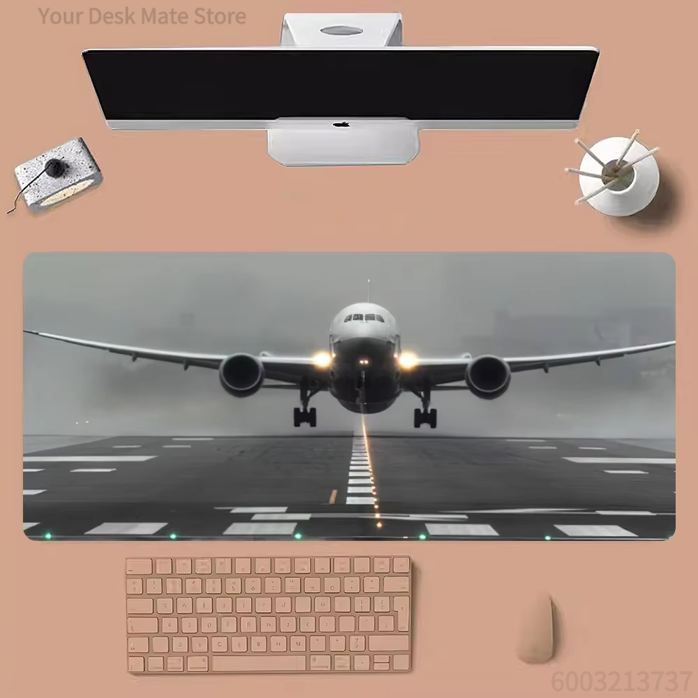 Gaming Keyboard Blue - Aesthetic Airplane Silhouette Blue Full Moon