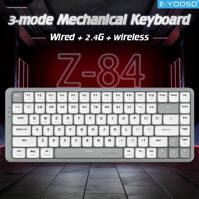 Gaming Keyboard E Yooso - E-YOOSO Tri-Mode 2.4GWireless/Bluetooth/Wired Mechanical Keyboard 84Key