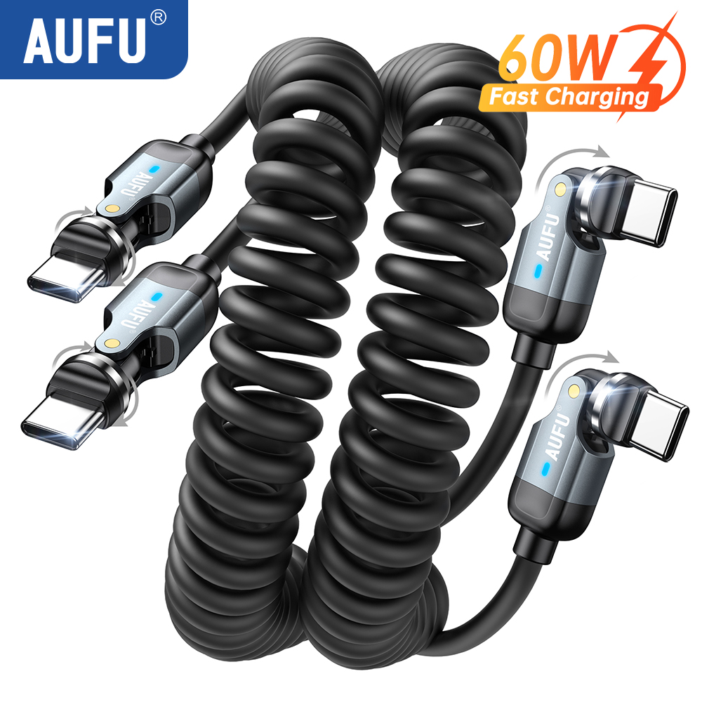 Coiled Usb Cable - AUFU 540° USB C to Type