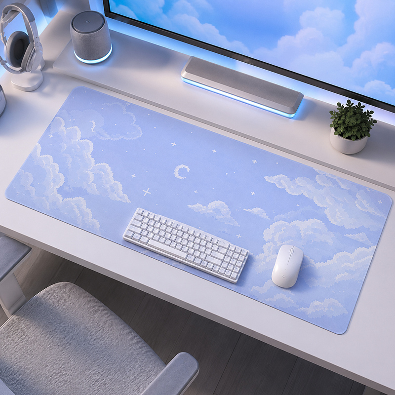 Gaming Keyboard Blue - Mouse Pad Blue Moon Cloud Sky
