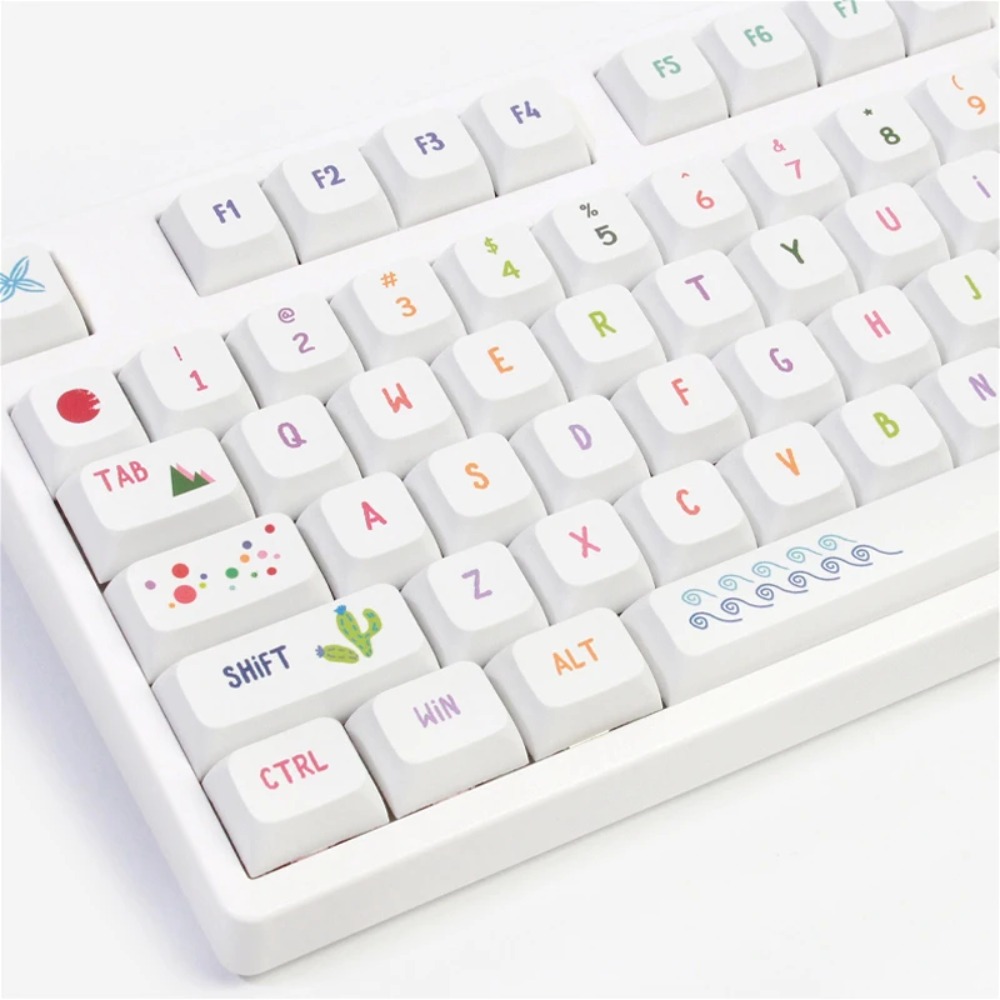Gaming Keyboard Tkl - Vibrant Summer Art Keycaps 128-Key XDA