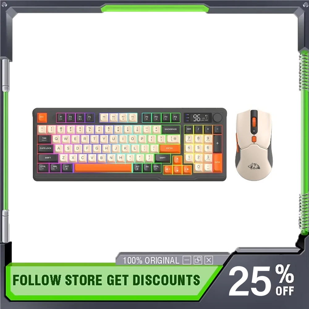 Gaming Keyboard And Mouse Set - FreeWolf T96 Wireless Bluetooth Mechanical Keyboard