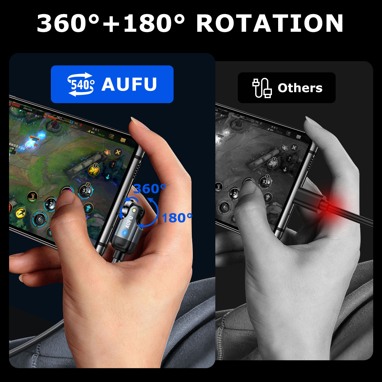 AUFU 540° USB C to Type C Cabl - Coiled Usb Cable ulasan dan harga