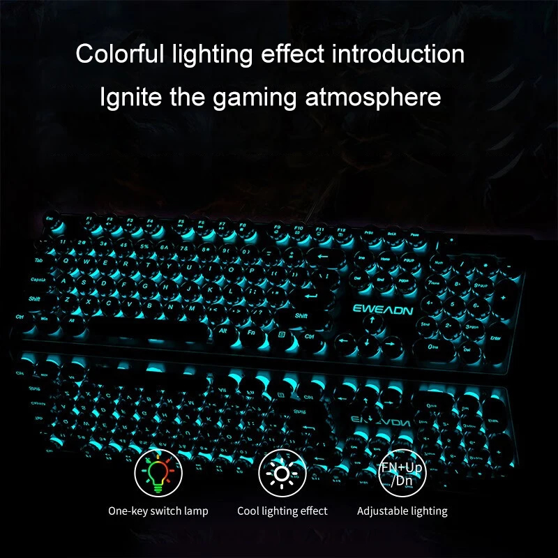 Retro Punk Mechanical Feel Key - Gaming Keyboard And Mouse Set ulasan dan harga