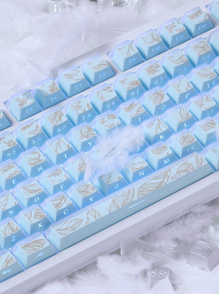 Feather Pattern 97 Keycaps Che - Gaming Keyboard Tkl ulasan dan harga