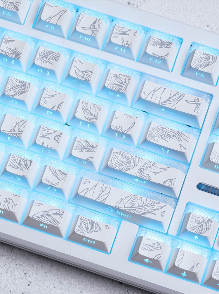 Feather Pattern 97 Keycaps Che - Gaming Keyboard Tkl ulasan dan harga