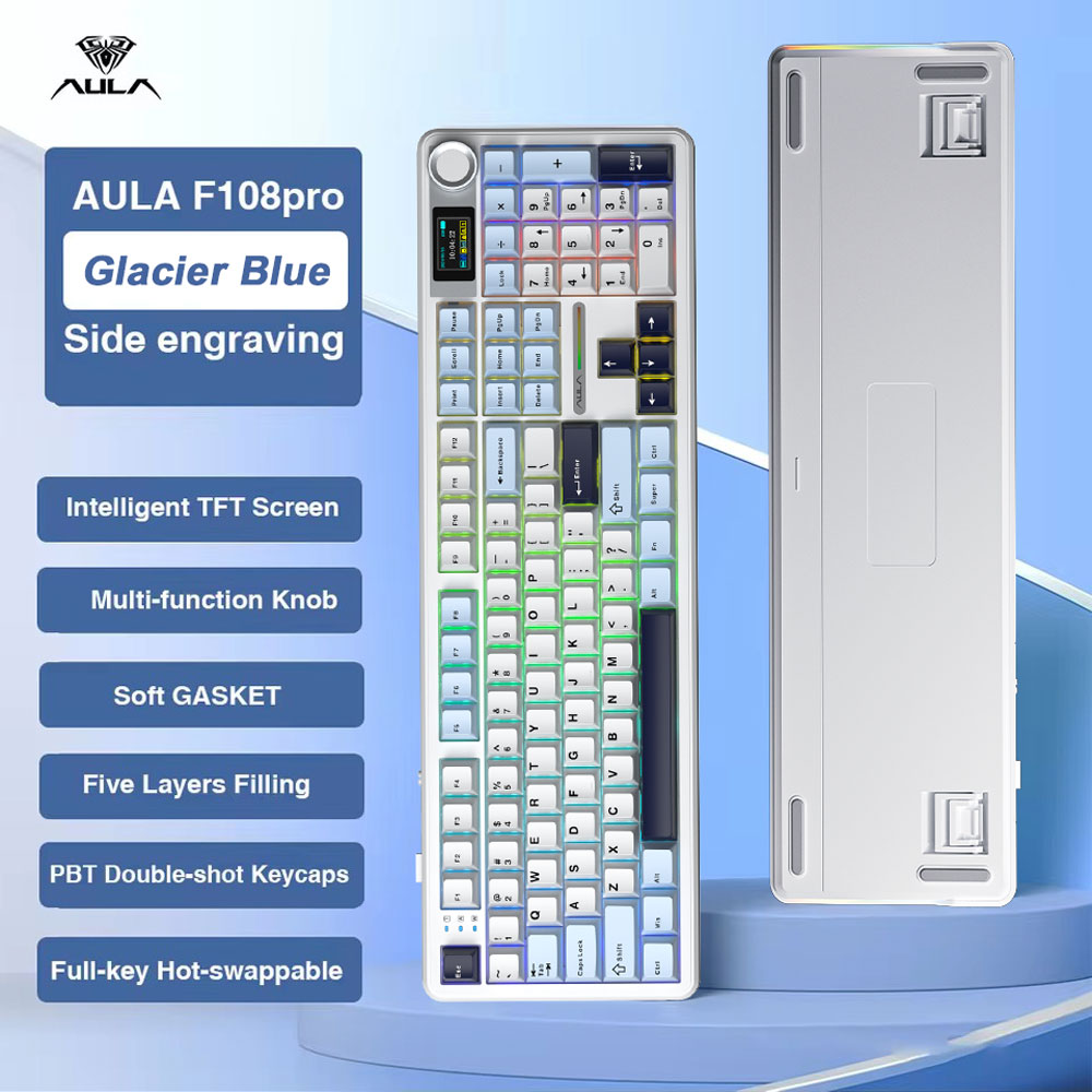 AULA F108 Pro Gaming Mechanica - Gaming Keyboard Blue ulasan dan harga