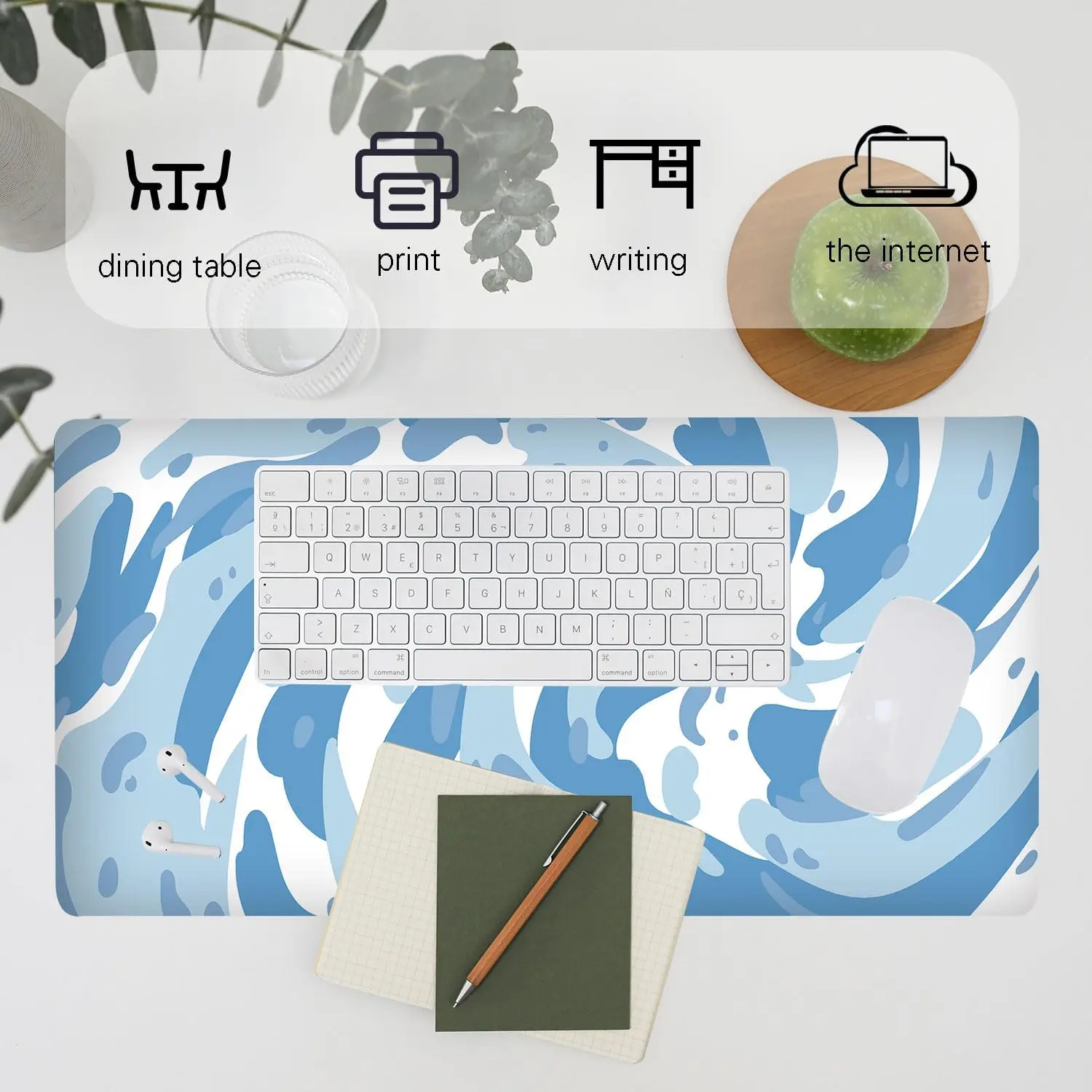 Light Blue Camo Swirl Pattern  - Gaming Keyboard Blue ulasan dan harga