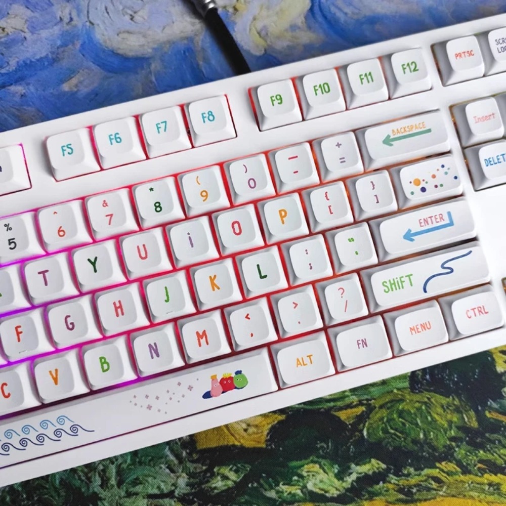 Vibrant Summer Art Keycaps 128 - Gaming Keyboard Tkl ulasan dan harga
