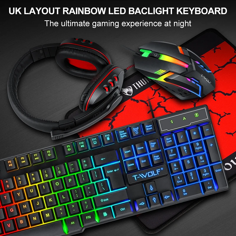 T-WOLF Game Four Piece TF800 I - Gaming Keyboard And Mouse Set ulasan dan harga